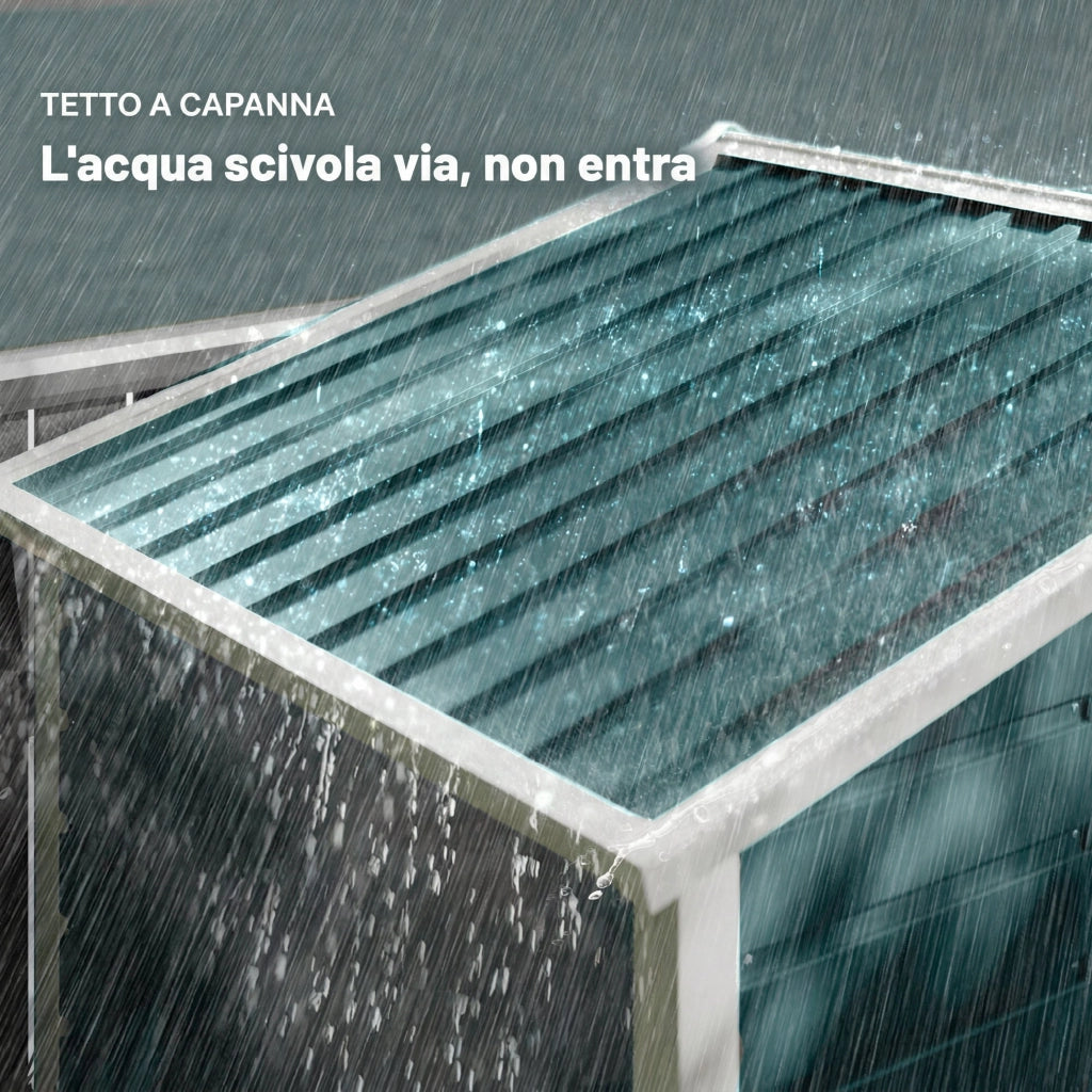 Casetta Box da Giardino 210x120x190 cm con Porte Scorrevoli e Lucchetto con Chiavi in Metallo Verde