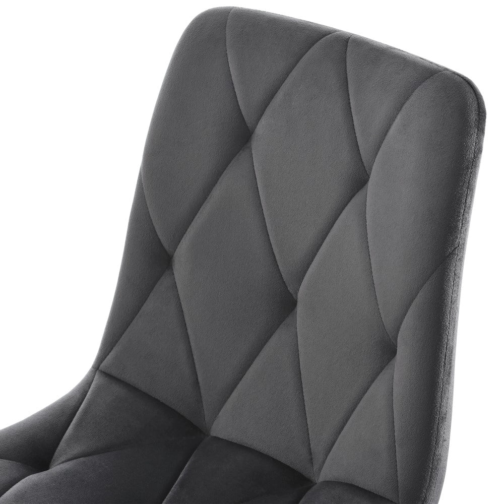 Set Tavolo da Pranzo con 4 Sedie ¨C Xylo ¨C Rettangolare 117x68 cm, Velluto Grigio Scuro, Gambe Nere