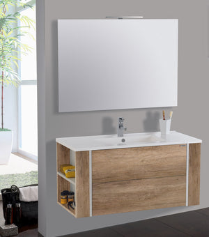 Mobile da Bagno Sospeso 100cm Mazzoni Gold Noce Chiaro Frassinato