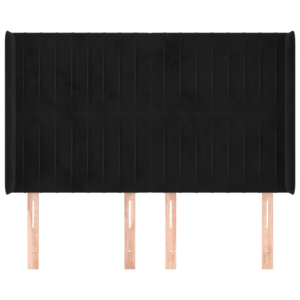 Testiera ad Orecchio-Testata con Orecchie Nera 147x16x118/128 cm in Velluto 687593
