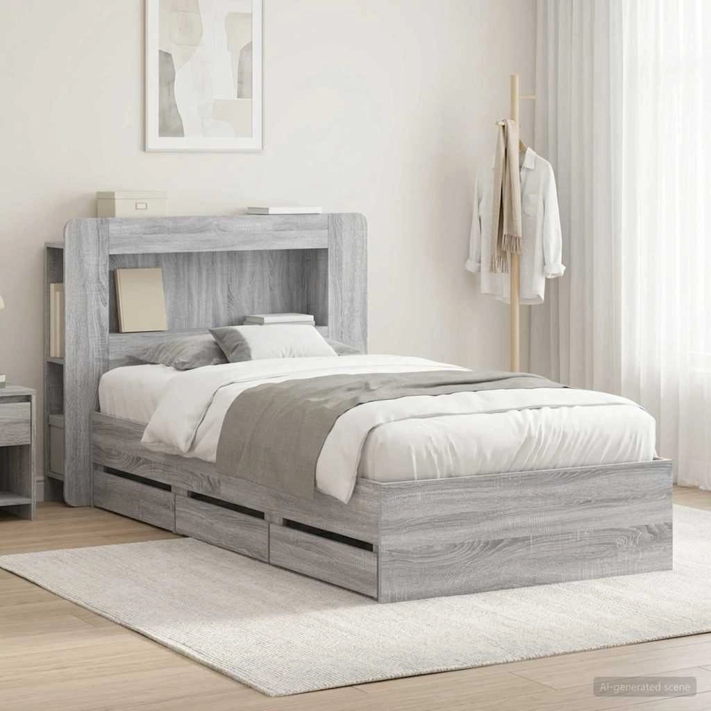 Struttura del letto con stoccaggio e testata Sonoma grigio 3434006