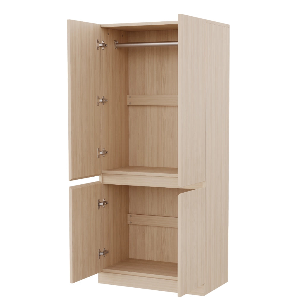 Armadio con 2 ante e ampio vano contenitore, per camera da letto, in legno, effetto legno naturale, 70 × 40 × 170 cm