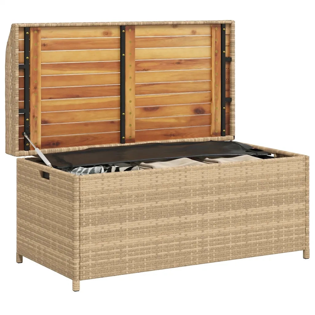 Panca Portaoggetti Beige Misto 100x50x52 cm Polyrattan e Acacia 365951
