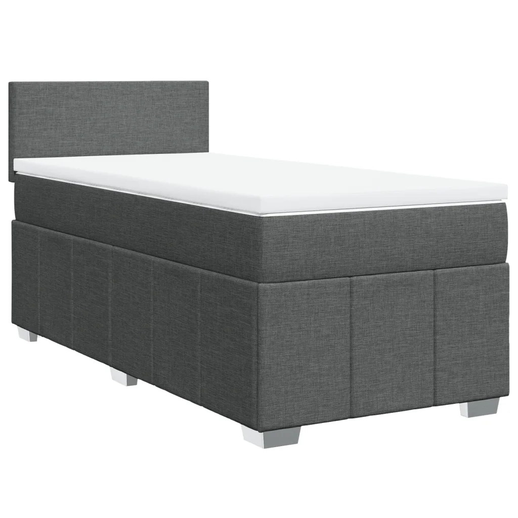 Giroletto a Molle con Materasso Grigio Scuro 80x200 cm Tessuto