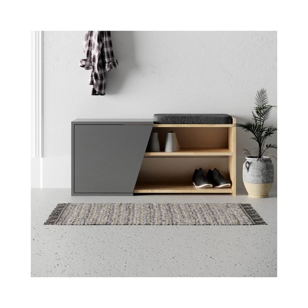 Scarpiera panca Fiona 104.6x37.5x47.2 colore rovere antracite