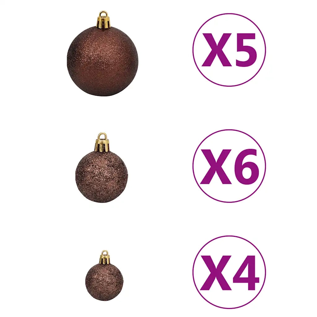 Set Natale con 60 Palline Punta e 150 Luci LED Oro e Bronzo 330095