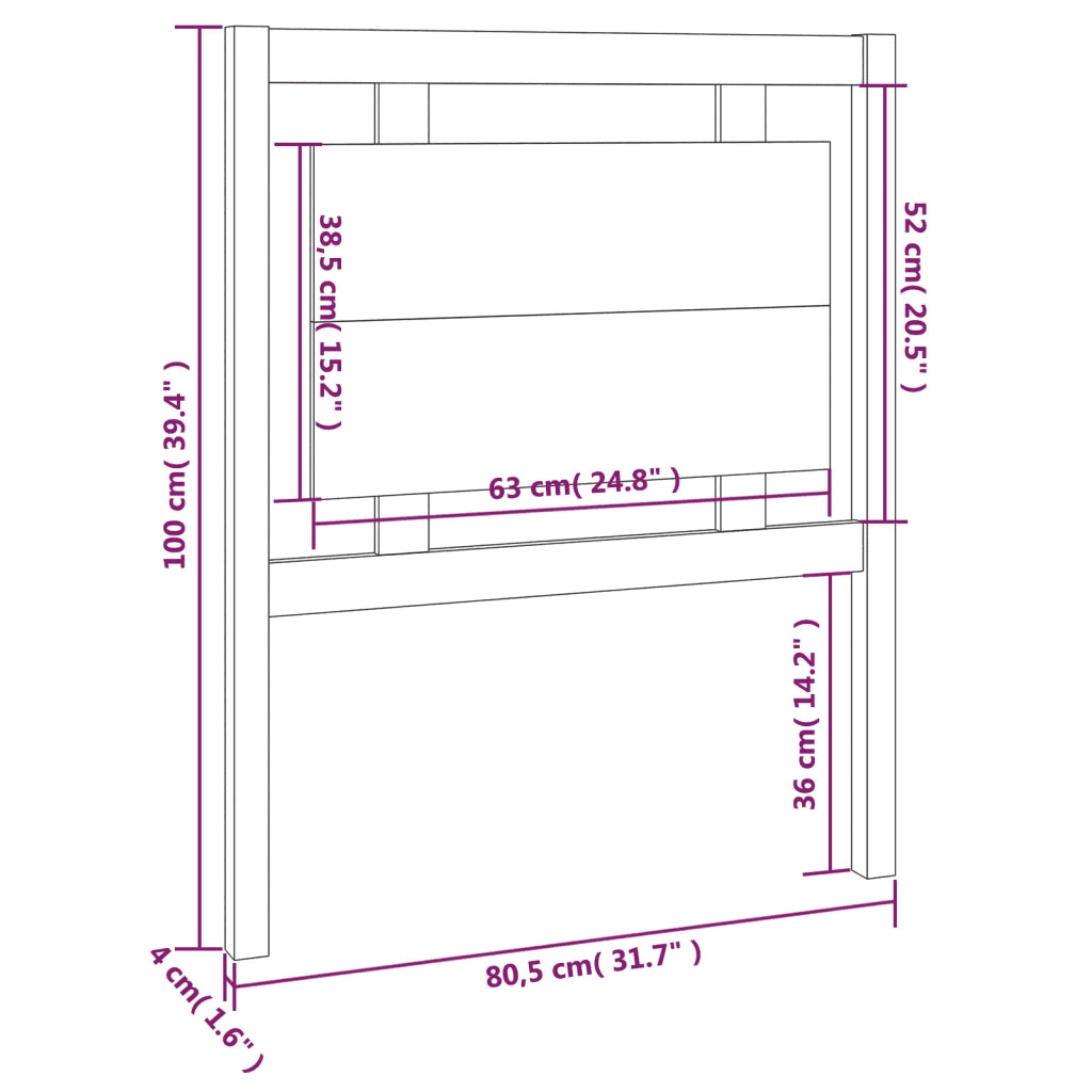 Testiera | Testata per Letto ambra 80,5x4x100cm in Legno Massello di Pino