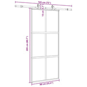 vidaXL Porta Scorrevole Set Ferramenta Nera 90x205 cm Vetro Temperato