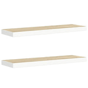 2 pz Scaffali a Parete | Ripiano a parete | Mensole a Parete Rovere e Bianco 80x23,5x3,8 cm in MDF