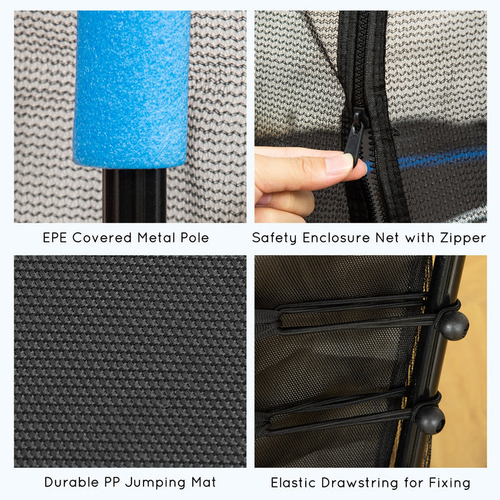 EasyComfort Tappeto Elastico per Bambini 3-10 Anni con Rete di Sicurezza e Corde Elastiche, Φ160x163.5 cm, Blu e Nero