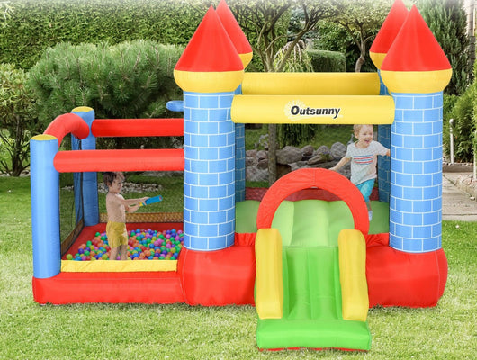 EasyComfort Castello Gonfiabile Gigante e Rimbalzante per Bambini 3-8 Anni con Scivolo, Piscina e Canestro, 280cmx260cmx210cm