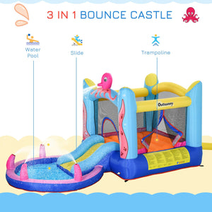 Easycomfort Castello Gonfiabile Gigante e Rimbalzante per Bambini 3-8 Anni con Scivolo, Piscina e Gonfiatore 3.6x1.75x1.8m