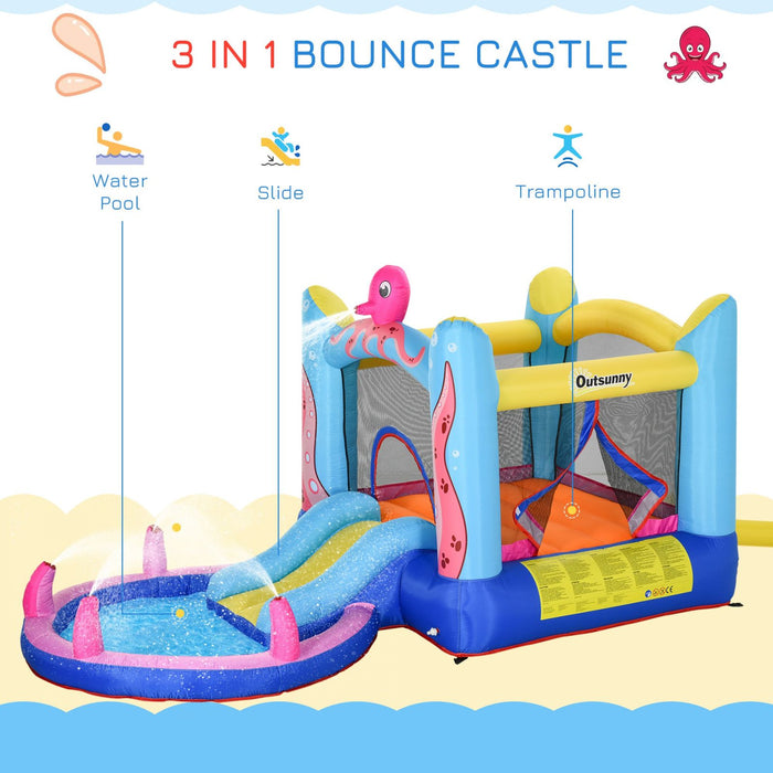 Easycomfort Castello Gonfiabile Gigante e Rimbalzante per Bambini 3-8 Anni con Scivolo, Piscina e Gonfiatore 3.6x1.75x1.8m