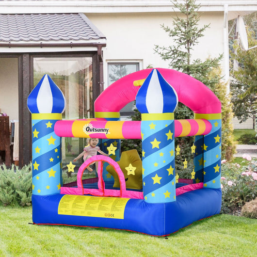 Easycomfort Castello Gonfiabile Gigante Colorato e con Gonfiatore, Gioco Gonfiabile per Bambini 3-8 Anni, 195x195x215cm