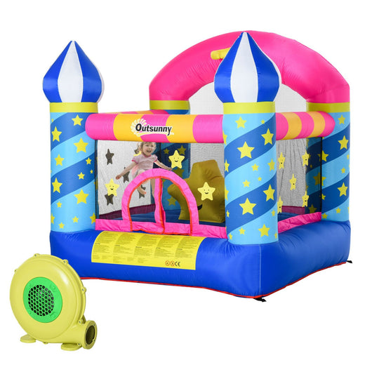 Easycomfort Castello Gonfiabile Gigante Colorato e con Gonfiatore, Gioco Gonfiabile per Bambini 3-8 Anni, 195x195x215cm