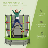 Easycomfort Tappeto Elastico per Bambini da 3 Anni senza Molle con Rete di Protezione ?140cm, Nero Verde