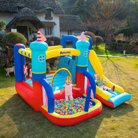 EasyComfort Castello Gonfiabile 4 in 1 Bimbi 3-8 Anni, Scivolo e Piscina, 265x260x200cm
