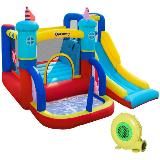 EasyComfort Castello Gonfiabile 4 in 1 Bimbi 3-8 Anni, Scivolo e Piscina, 265x260x200cm
