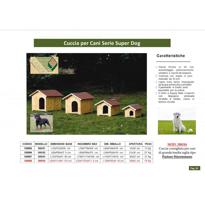 Cuccia per cani in legno, doghe spessore 16mm Serie Super Dog – Mod. 500/04 - 120008