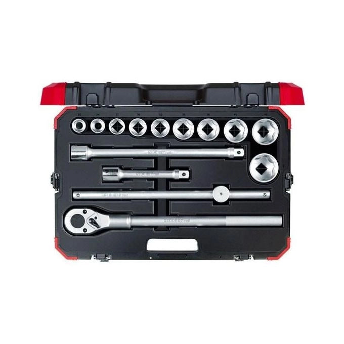GEDORE R78004014 Set di chiavi a bussola 3-4'' 14 pezzi 22-50 mm con cricchetto e prolunghe colore Rosso