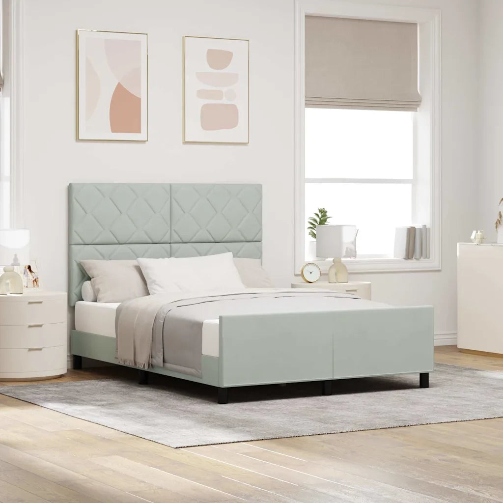Letto a molle con testiera-Rete con Testiera Grigio chiaro 140 x 190 cm Velluto 684815