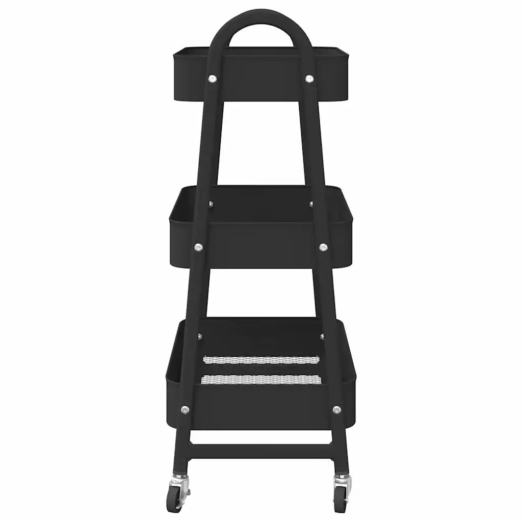 Carrello Portaoggetti a 3 Ripiani Nero 42x41,5x77 cm in Acciaio CFW9012441