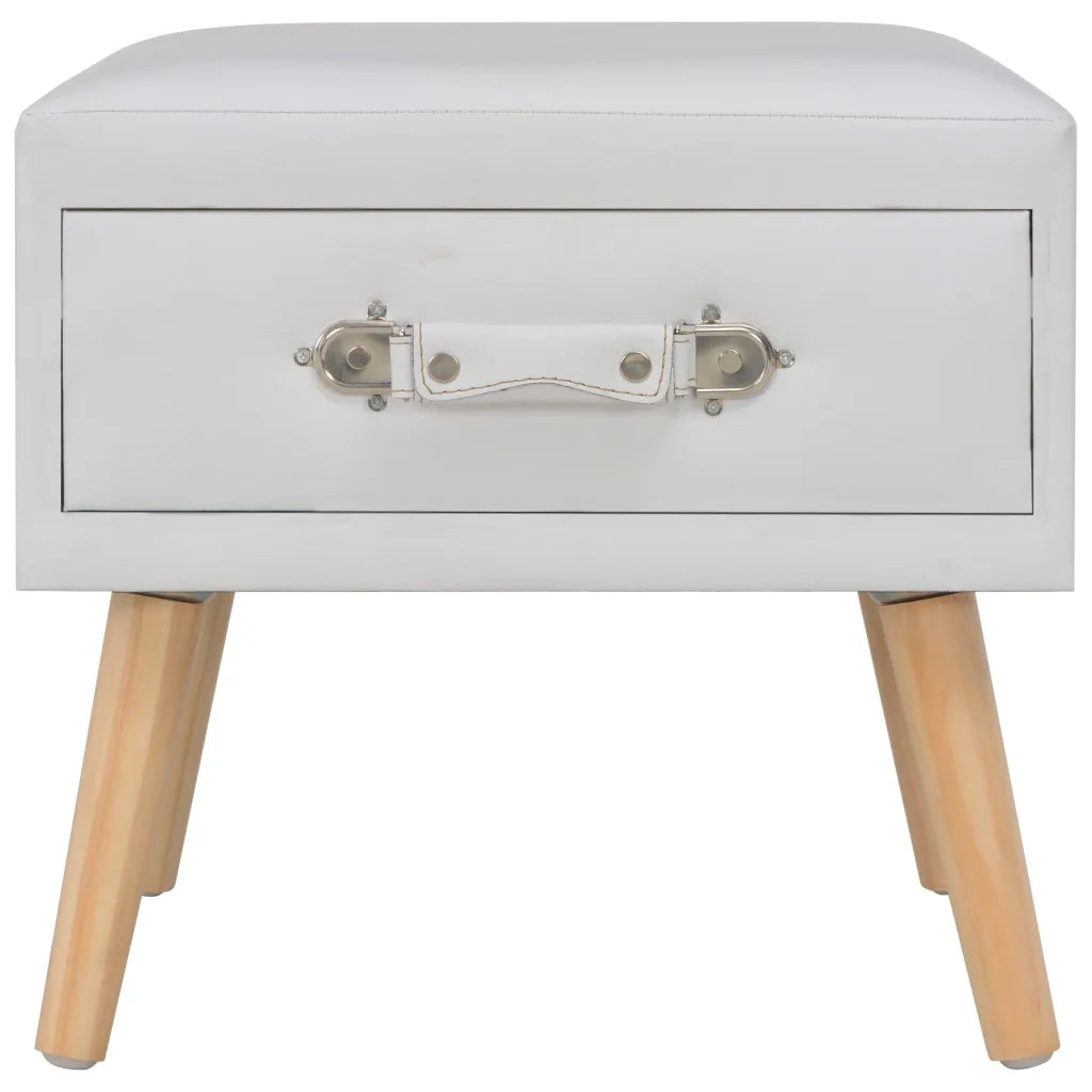 Set di 2 Comodini | Armadio da Notte | Mobiletto da notte Bianchi 40x35x40 cm in Similpelle