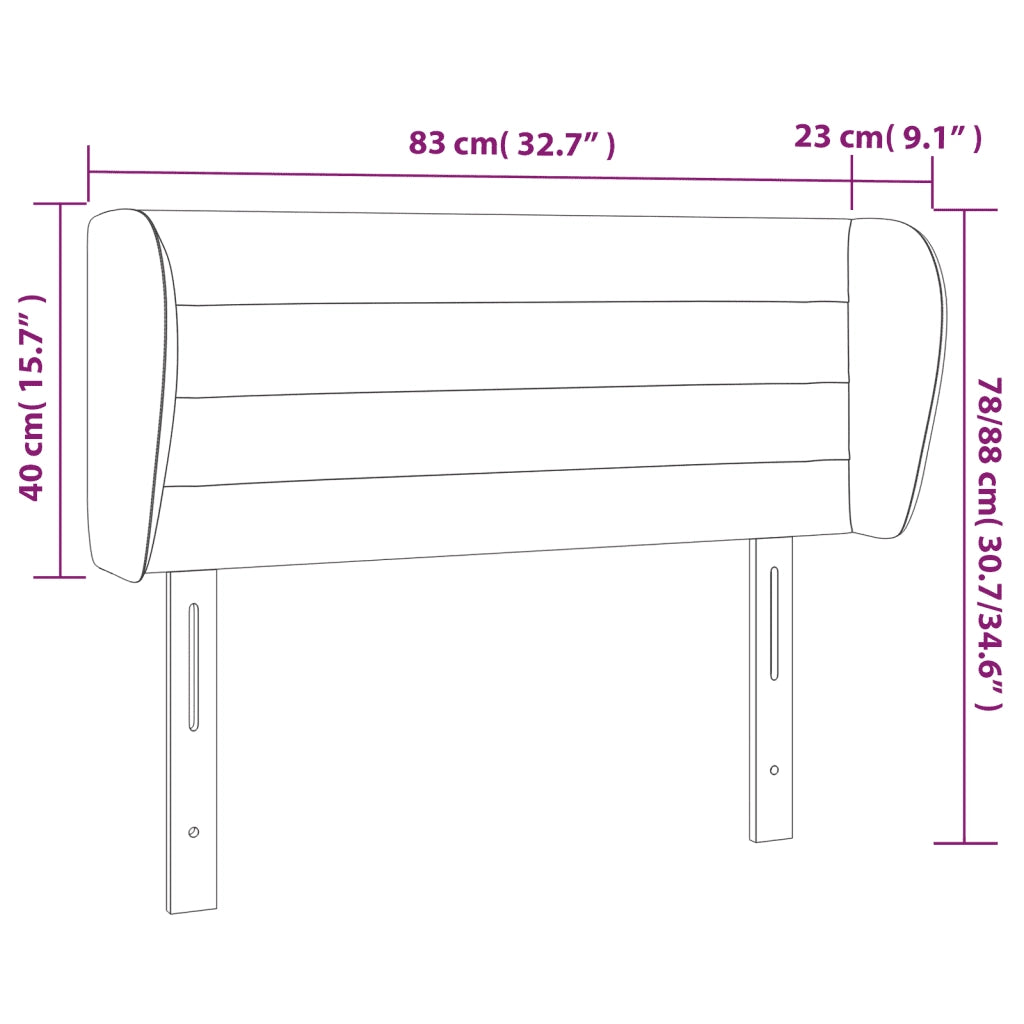 Testiera ad Orecchio-Testata con Orecchie Rosa 83x23x78/88 cm in Velluto 721123