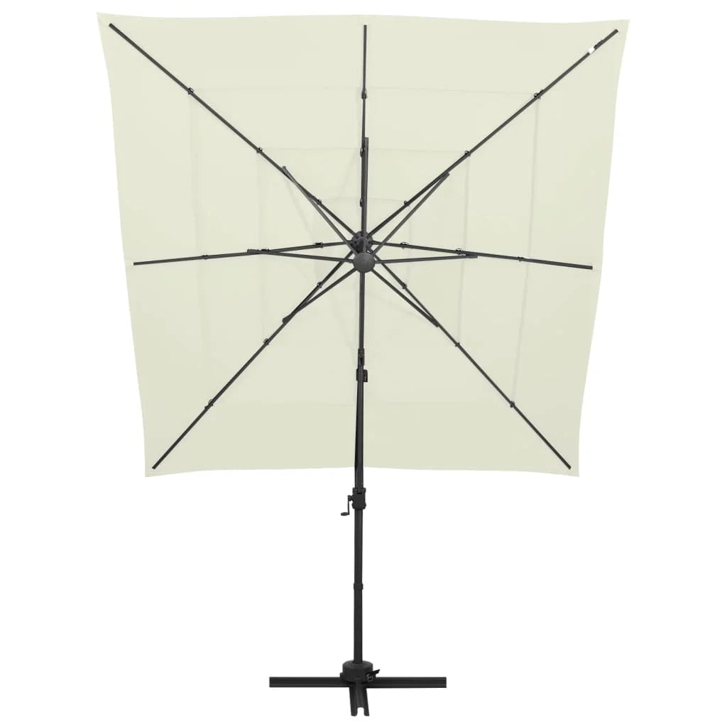 Ombrellone da giardino a 4 livelli con palo in alluminio 250 x 250 cm colore sabbia 02_0008792
