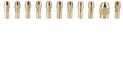 Set di accessori per mini trapano a mano - 11 pezzi - Spazzole in ottone - 0,5 a 3,2 mm - Capacità di serraggio - Per strumenti elettrici