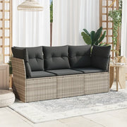 Set Divano da Giardino 3pz con Cuscini-Sofa da Giardino-Divanetto da esterno Grigio Chiaro Polyrattan 769347