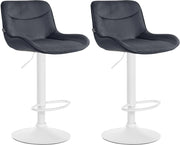 Set di 2 sgabelli da bar Vonore in velluto nero,bianco