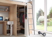 LETTO ARMADIO SCRIVANIA LIBRERIA  BAMBINI VERANA P H190x120x236cm BIANCO ROVERE