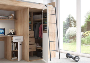 LETTO ARMADIO SCRIVANIA LIBRERIA  BAMBINI VERANA P H190x120x236cm BIANCO ROVERE