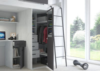 LETTO ARMADIO SCRIVANIA LIBRERIA  BAMBINI VERANA P H190x120x236cm BIANCO GRAPHITE