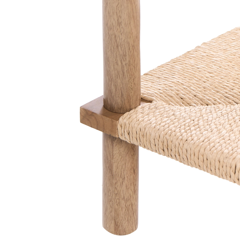 Consolle con 2 cassetti in truciolato con frontali in corda di carta Stile boho Marrone chiaro