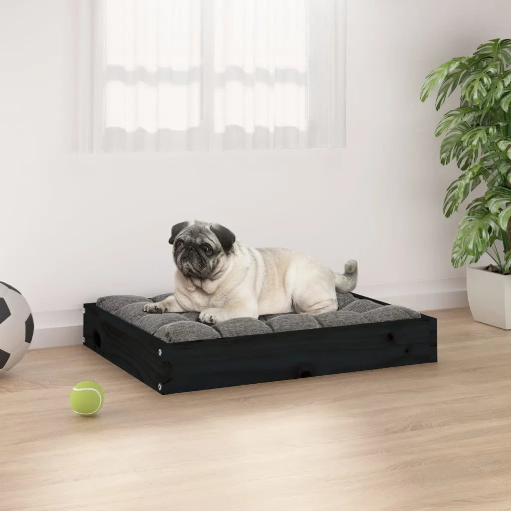 Cuccia per Cani Nera 61,5x49x9 cm in Legno Massello di Pino 820855
