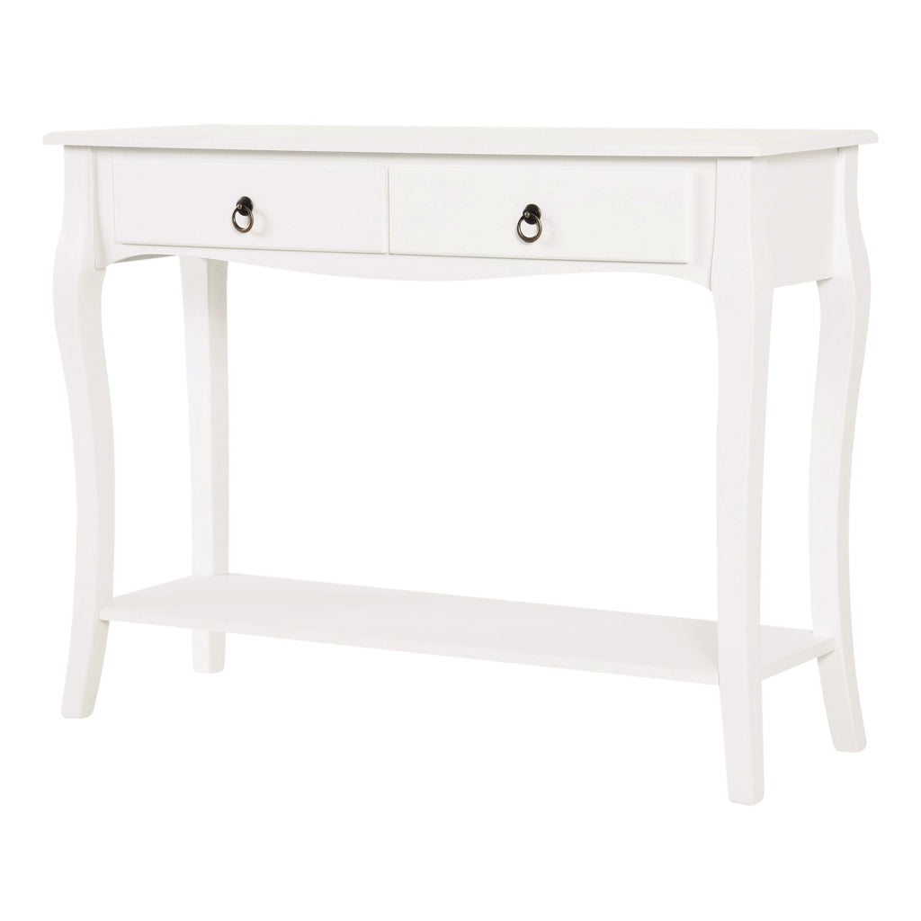 Tavolino da salotto con cassetti e scaffale ¨C zephmum ¨C bianco 100x33x75