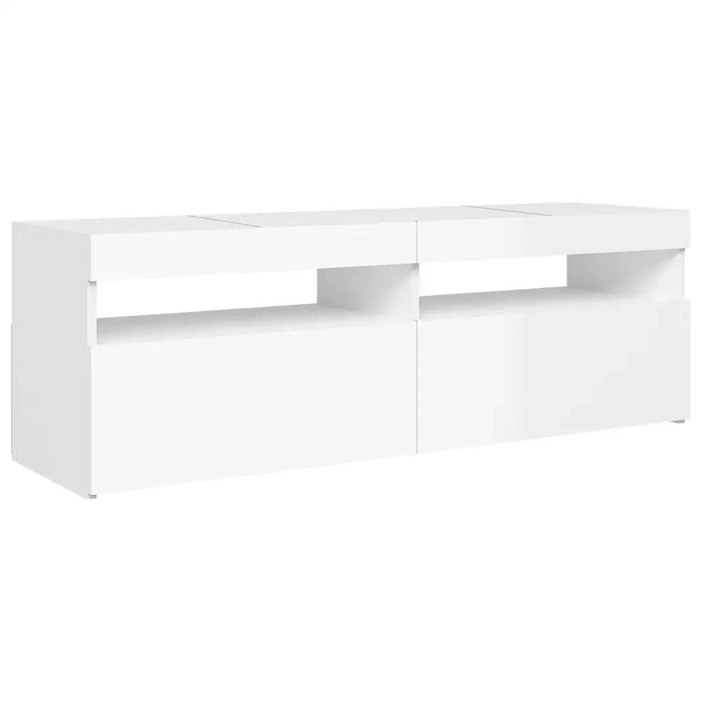 Mobile Porta TV con Luci LED Bianco Lucido 120x35x40 cm 804379