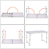 Tavolo Campeggio Picnic Pieghevole con Maniglia per Trasporto Altezza Regolabile