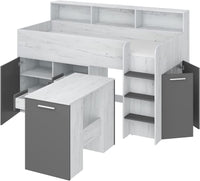 LETTO ARMADIO CASSETTIERE  BAMBINI NEO cm206x120x138h BIANCO GRAPHITE