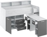 LETTO ARMADIO CASSETTIERE  BAMBINI NEO cm206x120x138h BIANCO GRAPHITE