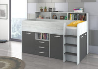 LETTO ARMADIO CASSETTIERE  BAMBINI NEO cm206x120x138h BIANCO GRAPHITE