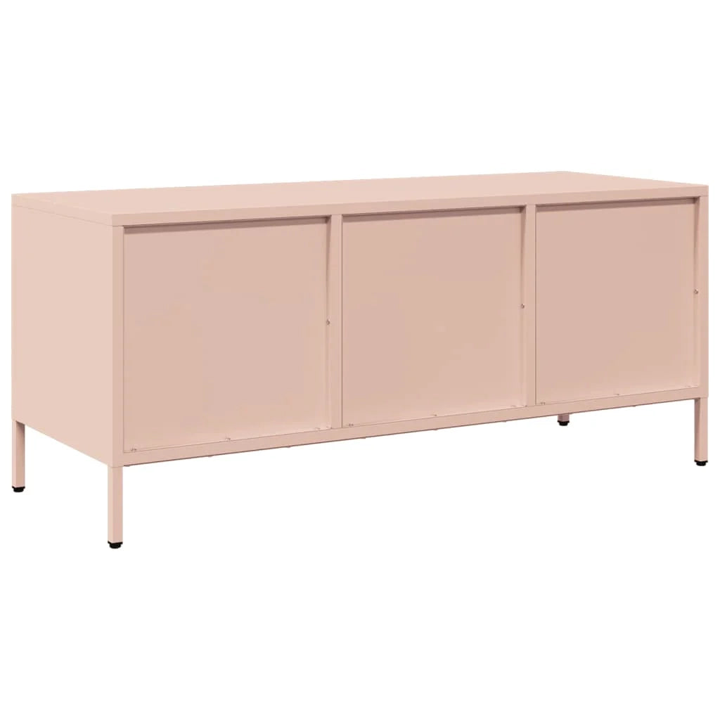 Mobile TV multimediale scaffale TV credenza TV sala da pranzo soggiorno camera da letto rosa 101,5 x 39 x 43,5 cm acciaio laminato a freddo rosa 02_0028287
