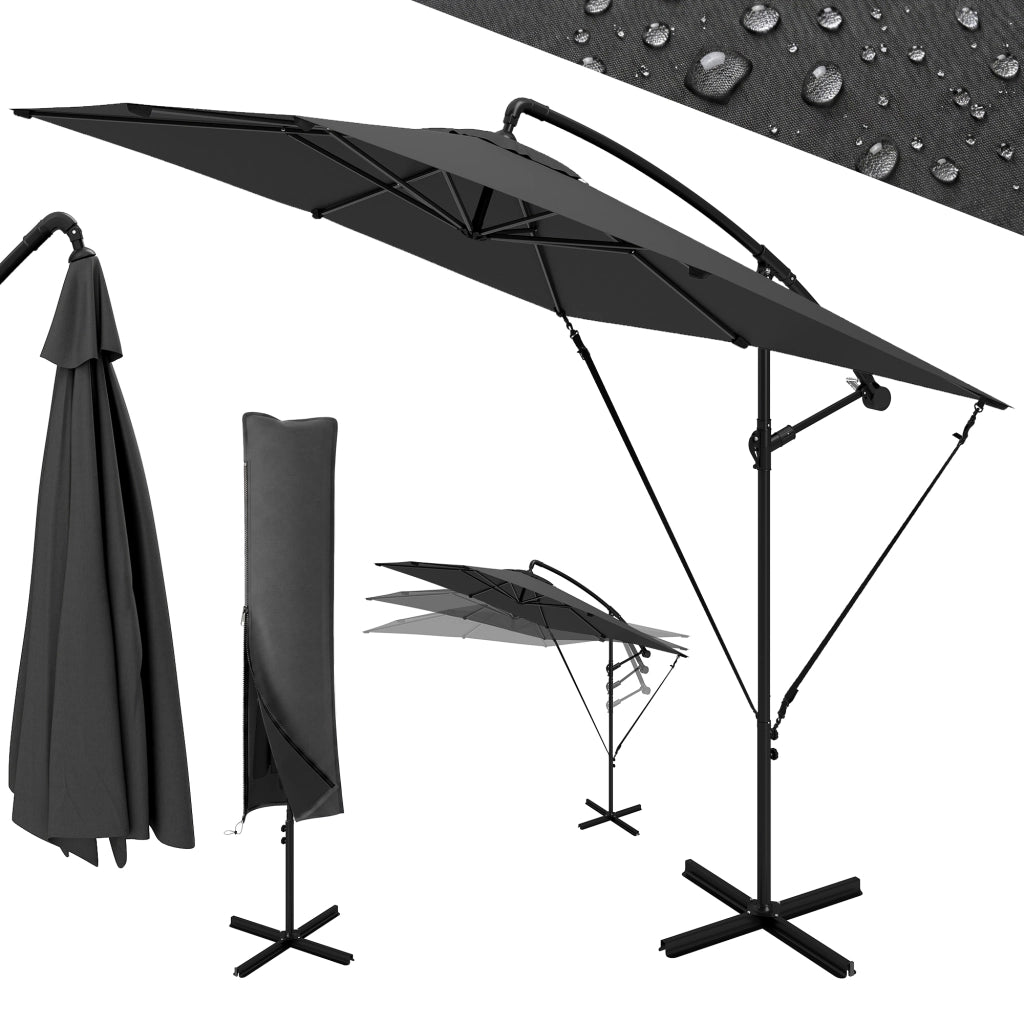 Ombrellone da Giardino con Base ¨C zephmum ¨C Grigio 250x250 cm