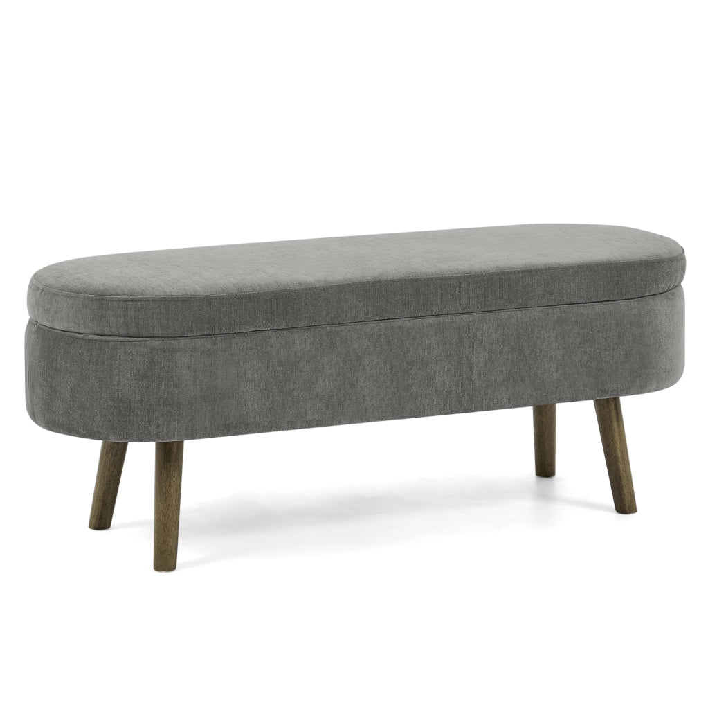Panca contenitore 110x40x42 cm grigio scuro, box 20 L, tessuto chenille,