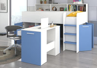 LETTO ARMADIO CASSETTIERE  BAMBINI NEO cm206x120x138h BIANCO BLU