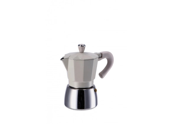 caffettiera in alluminio per piano a induzione 6 tazze color tortora