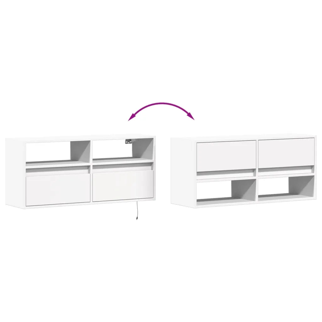 vidaXL Mobile TV a Parete con Luci LED Bianco 100x31x45 cm