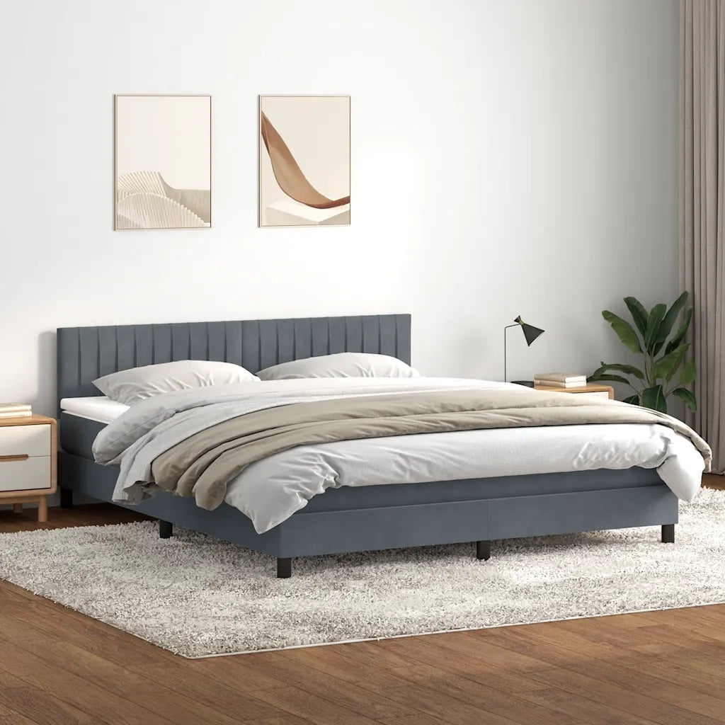 Letto a Molle con Materasso e LED Grigio Scuro 180x210 cm Velluto 3317086